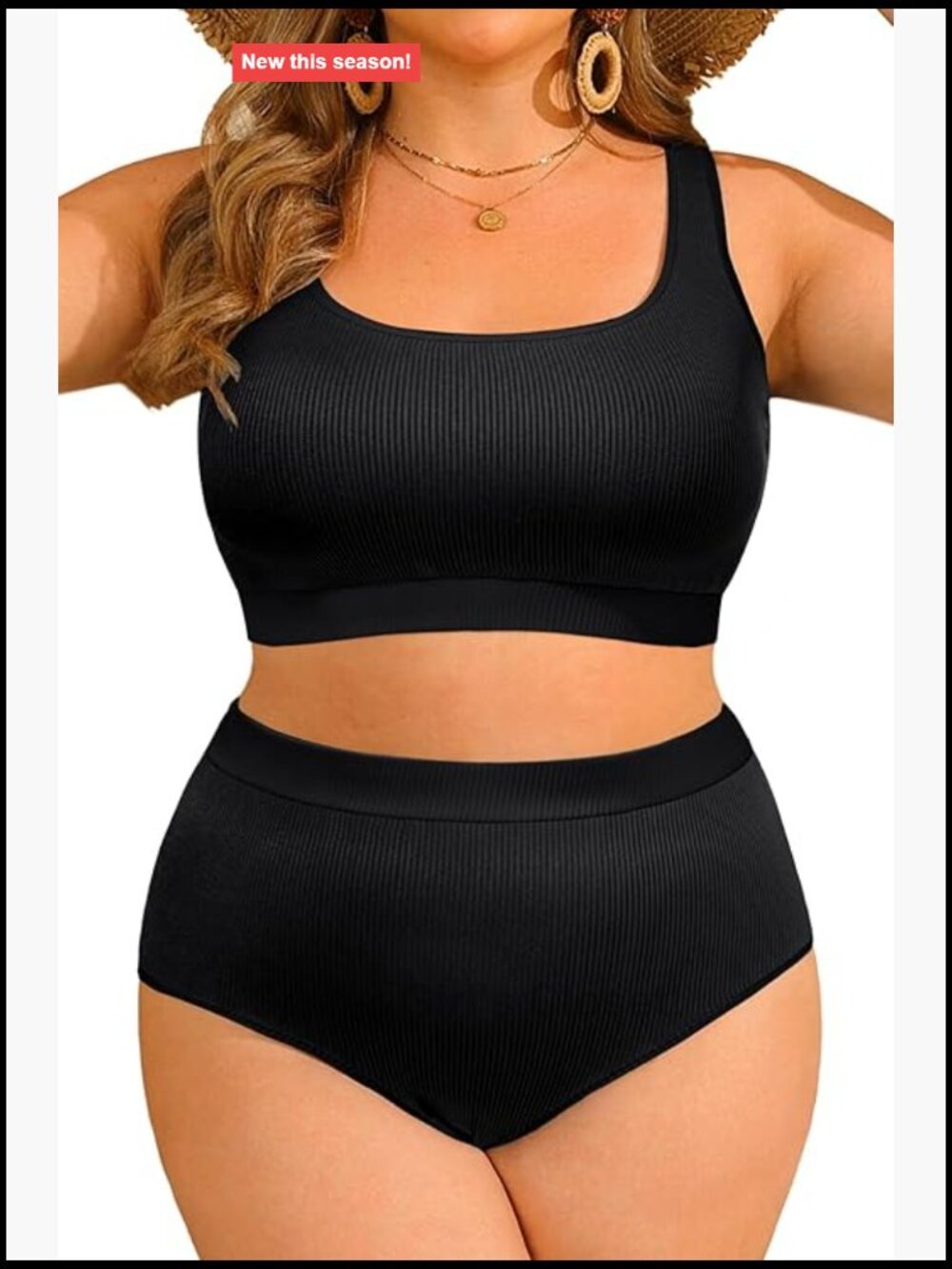 Plus Size High Waisted Bikini Set Full Coverage Sporty Two Piece Bathing Suit